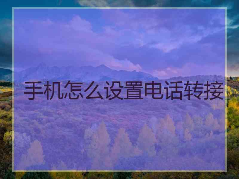 手机怎么设置电话转接