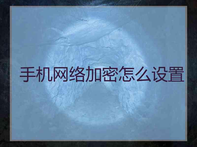手机网络加密怎么设置