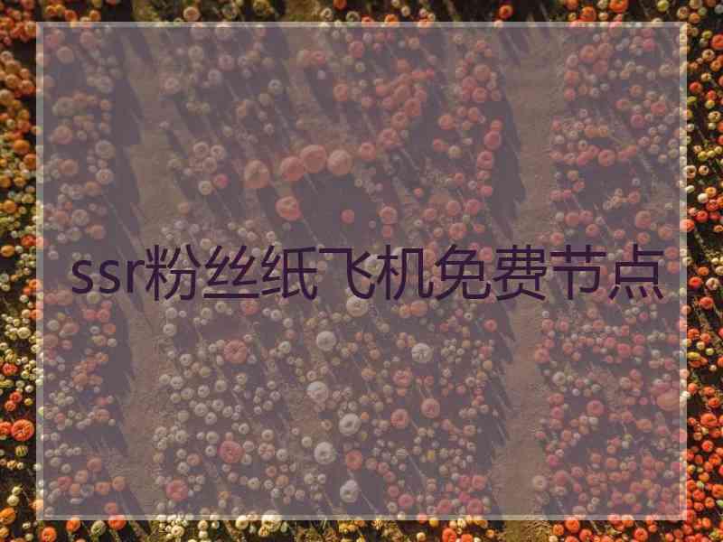 ssr粉丝纸飞机免费节点