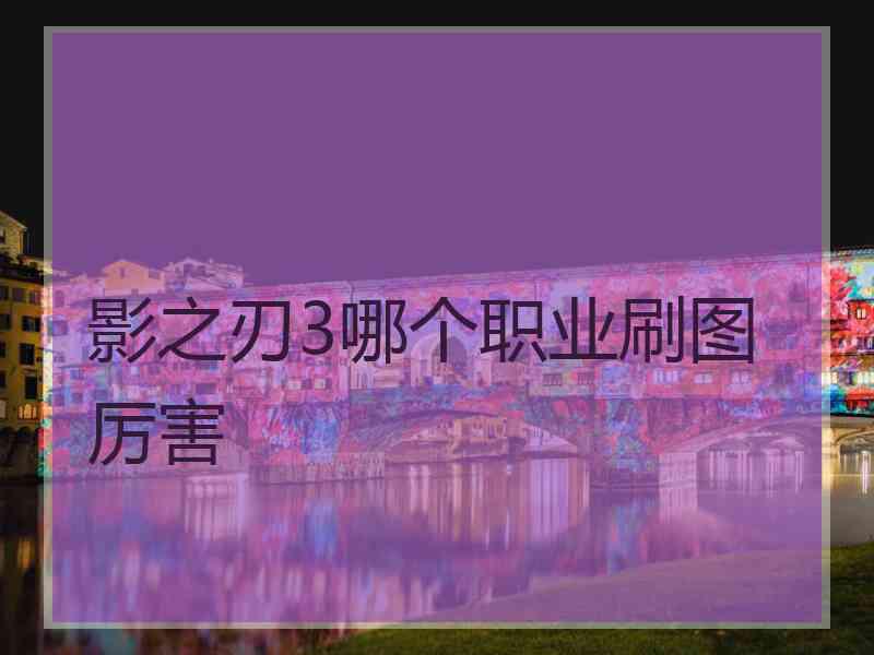 影之刃3哪个职业刷图厉害