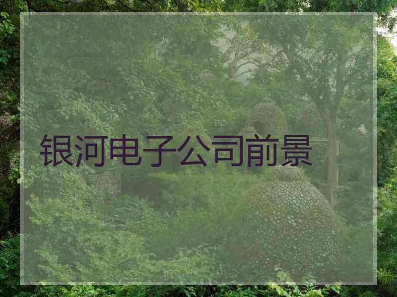 银河电子公司前景