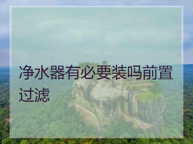 净水器有必要装吗前置过滤
