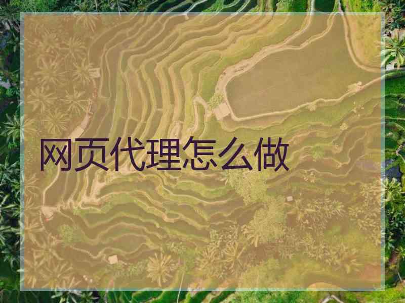 网页代理怎么做