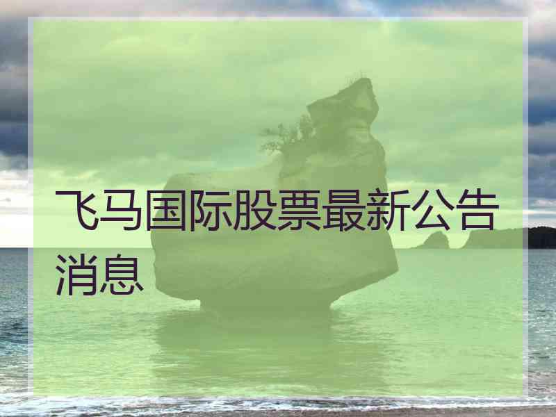 飞马国际股票最新公告消息