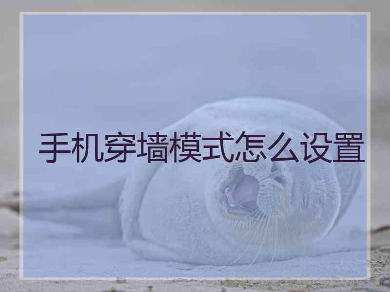手机穿墙模式怎么设置
