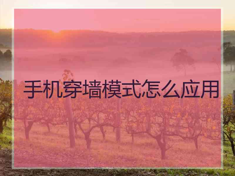手机穿墙模式怎么应用