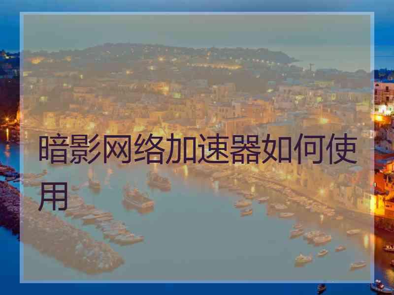 暗影网络加速器如何使用