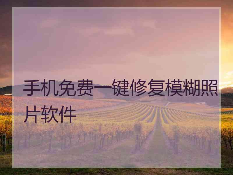 手机免费一键修复模糊照片软件