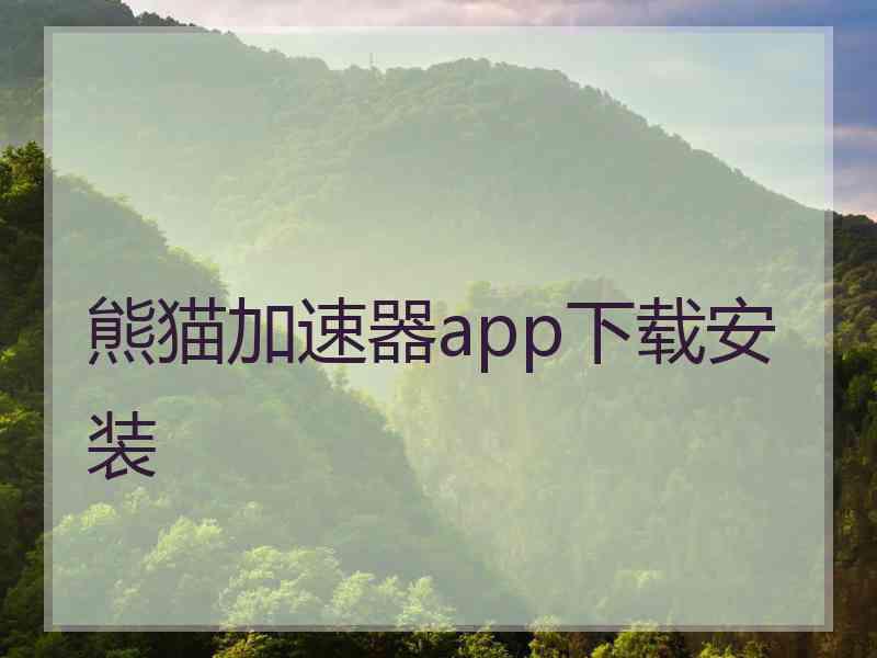 熊猫加速器app下载安装