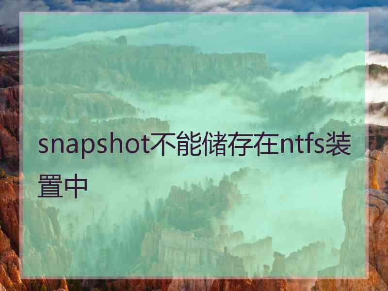 snapshot不能储存在ntfs装置中