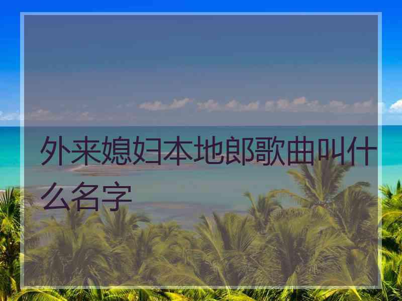 外来媳妇本地郎歌曲叫什么名字