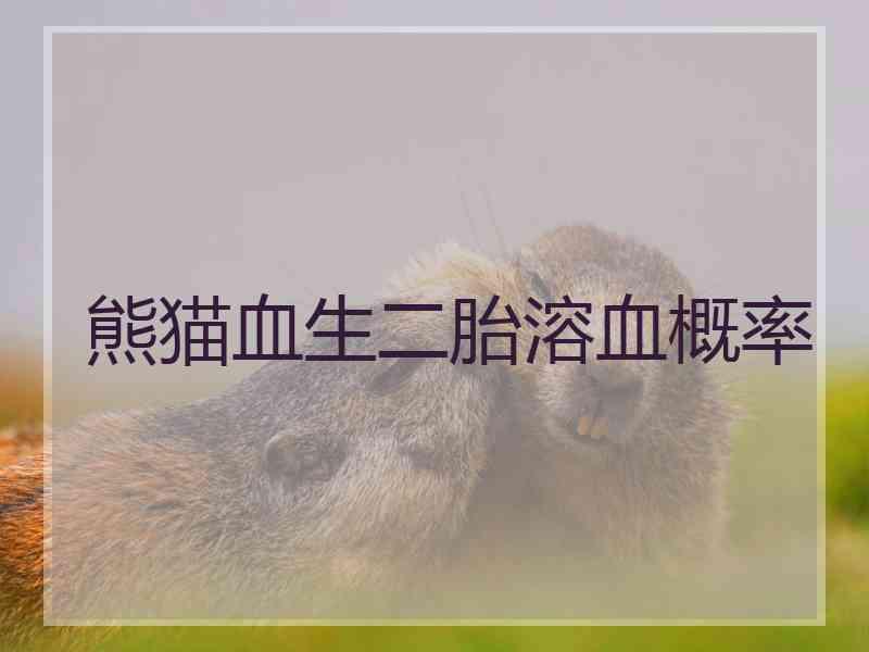 熊猫血生二胎溶血概率