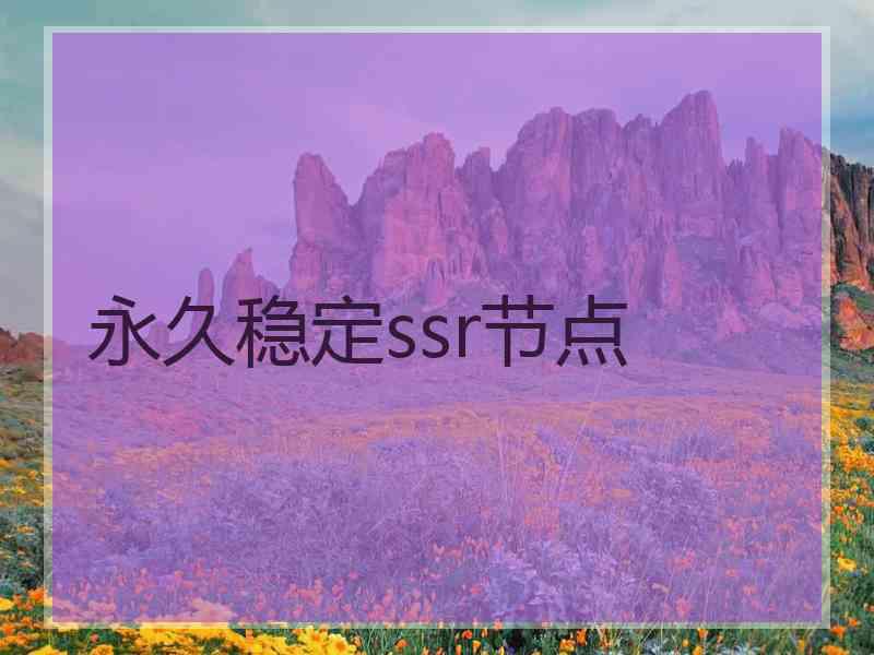 永久稳定ssr节点