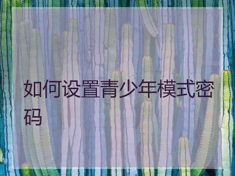 如何设置青少年模式密码